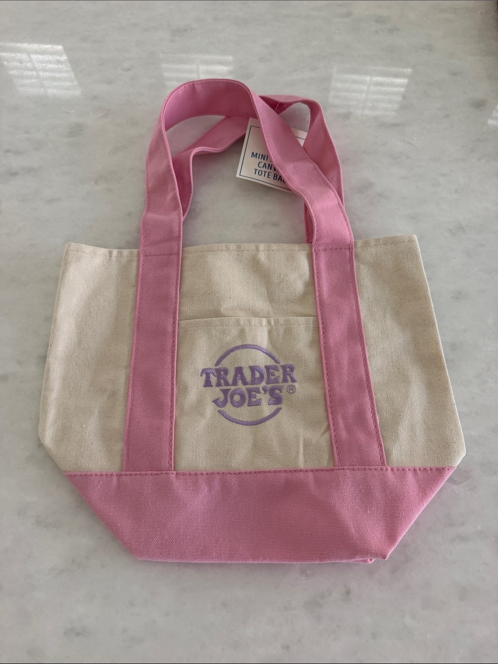 Trader Joe's Pink and Natural Canvas Tote